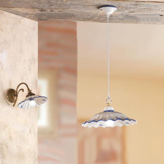 klasszikus elegans mediterran kek festett keramia fuggesztek lampa vilagitas allithato spot konyha letisztult nappali videk  paraszthaz gerenda haz country porcelan polgari keramia olasz toszkan hullamos bura videki arany rez.jpg